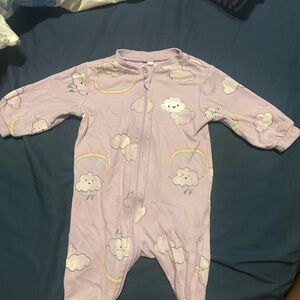 Adorable Lavender Cloud Print Kids One Piece